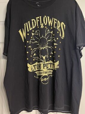 Hybrid Apparel Black Graphic Tee with White Tom Petty Design